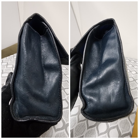 Gucci Vintage GG Sherry Line PVC Leather Clutch Beige/Navy Blue - Picture 7 of 14